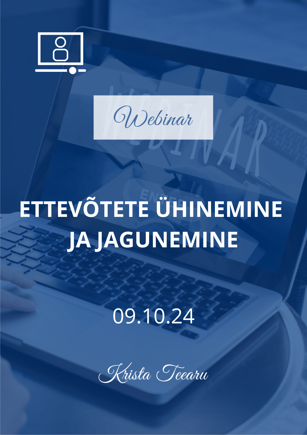 Vaatame üle ettevõtete ühinemise ja jagunemise teemad - juriidiline protsess, maksuaspektid ja raamatupidamislik kajastamine. Webinar toimub K 09.10, kell 10.00